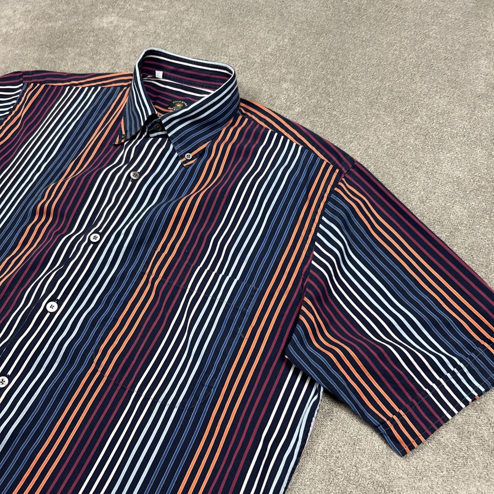 Maus Hoffman Solemare Shirt Mens Large Button Down Striped Cotton Italy Short Sl